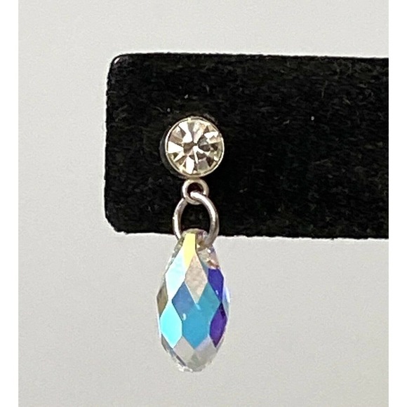 Earrings Dangles Faceted Crystals Clear AB 3/4” - Picture 6 of 9